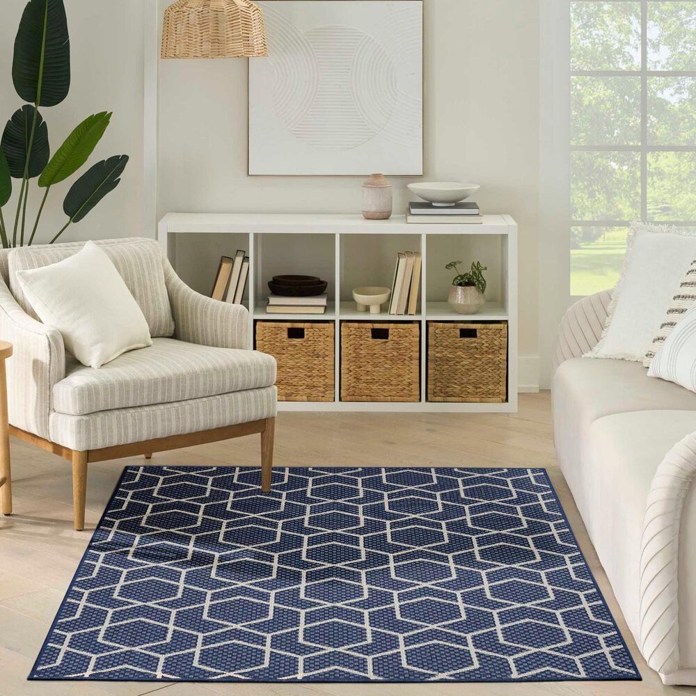 Nourison Horizon HOZ01 Navy 5&#39; x 7&#39; Indoor/Outdoor Area Rug, , large