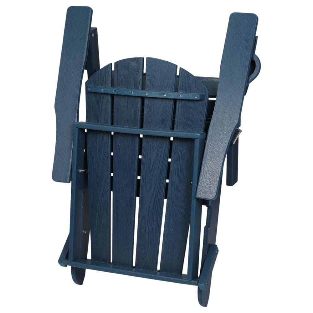 Hearth and Haven 34" Outdoor Folding Adirondack Chair with Cup Holder in Navy Blue, , large