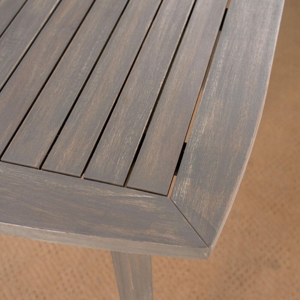 HOMLUX Outdoor Square Acacia Wood Dining Table with Straight Legs in Gray - Table Only, , large