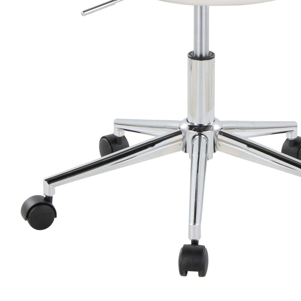 LumiSource Curvo Swivel Task Chair with White Faux Leather Cushion in Chrome, , large