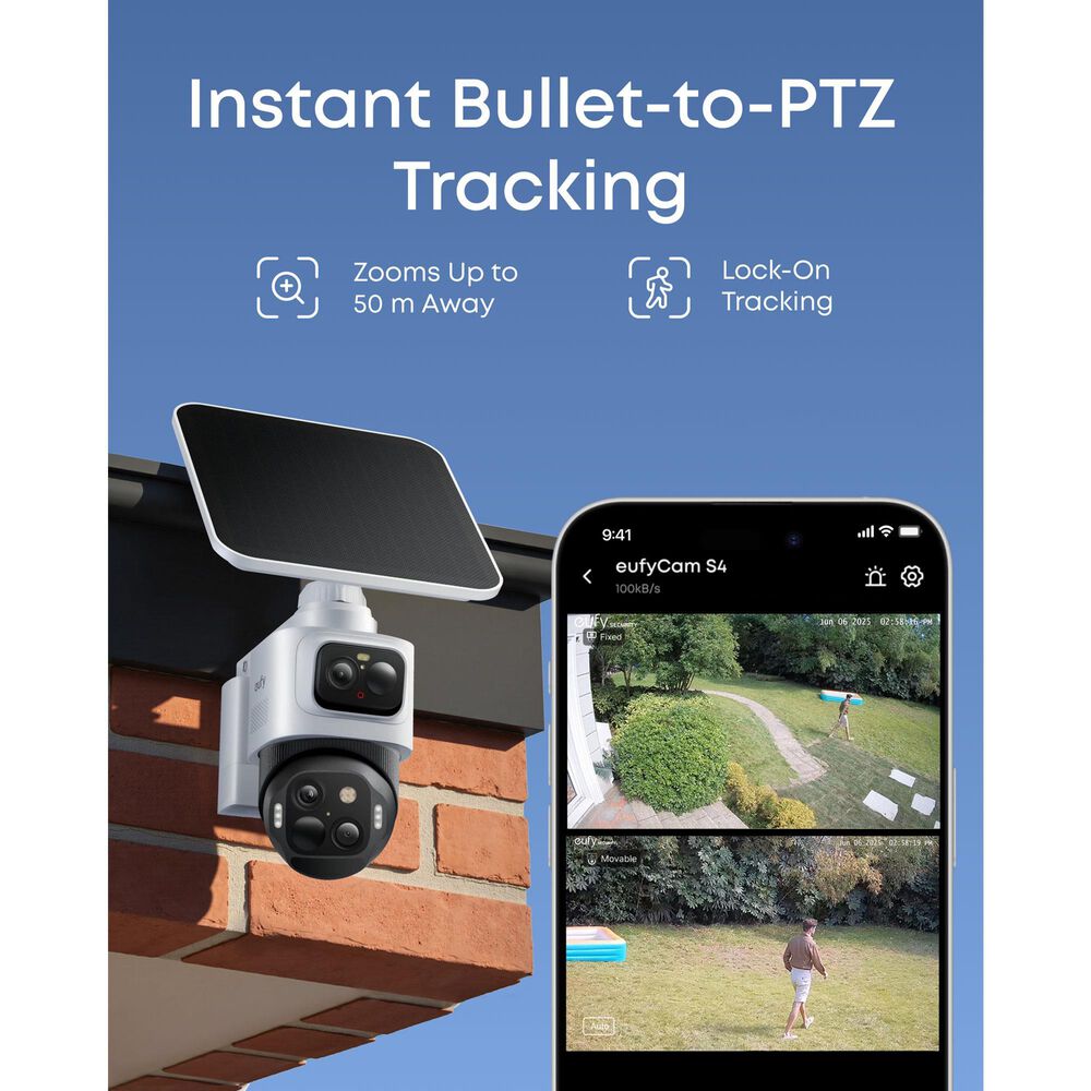 eufy S4 Solar-Powered Triple-Lens Security Camera in White, , large