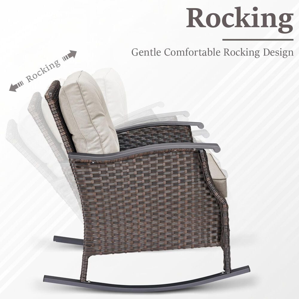 Sunwell Garden Patio Rocking Chair in Beige, , large