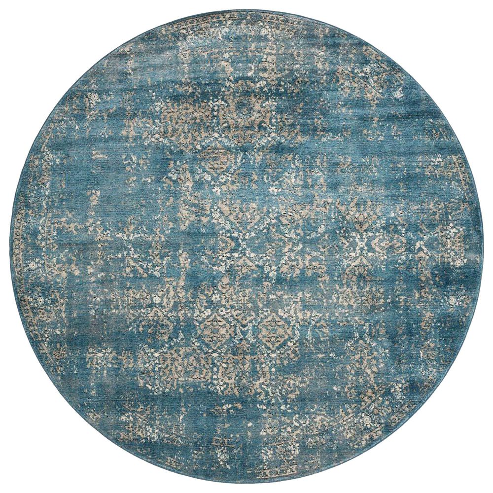 Loloi Millennium MV-05 7"7" Round Blue and Taupe Area Rug, , large
