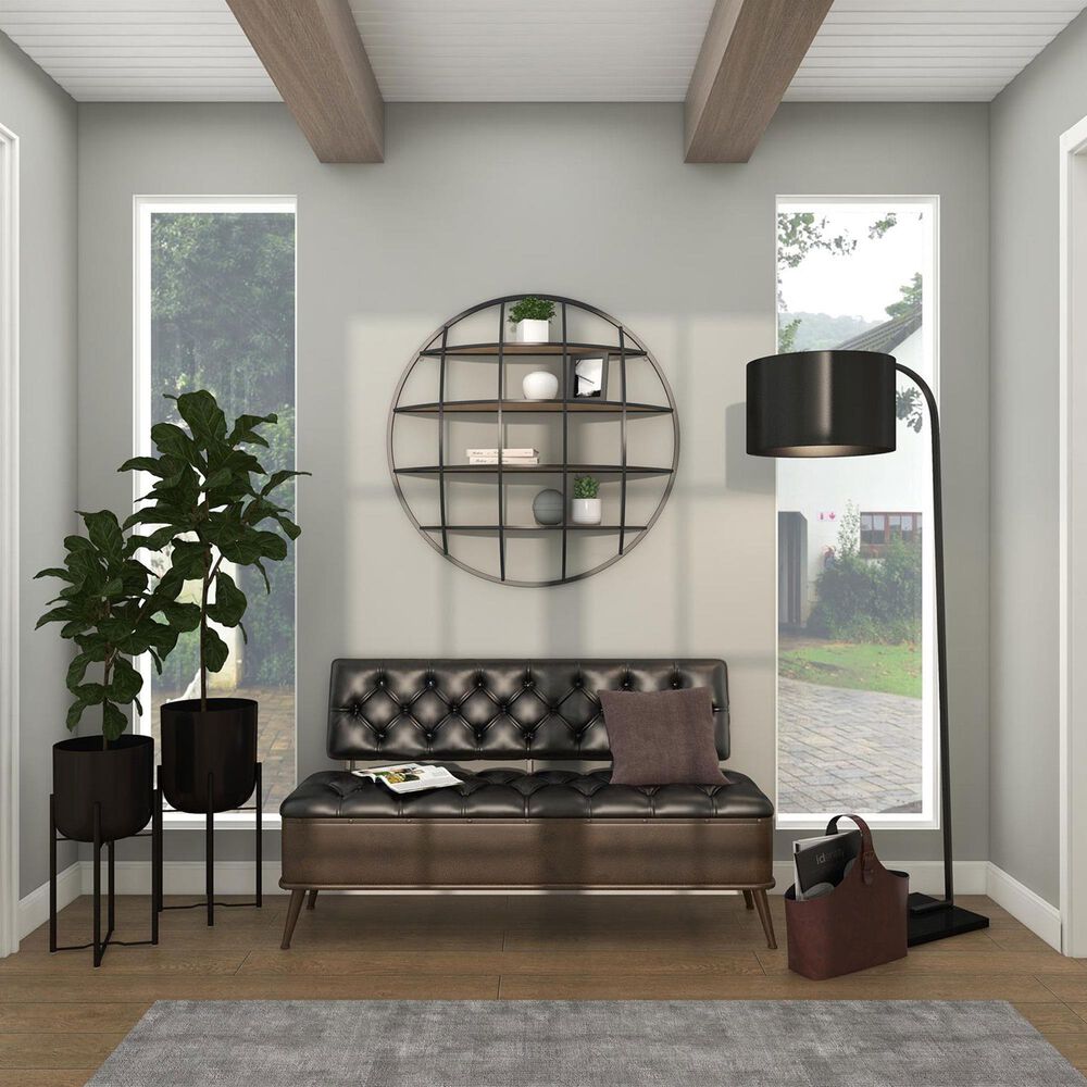Maple and Jade 3D Round 4 Level Wall Shelf in Matte Black and Brown, , large