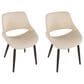 LumiSource Fabrico Side Chair with Cream Faux Leather Cushion in Dark Walnut (Set of 2), , large