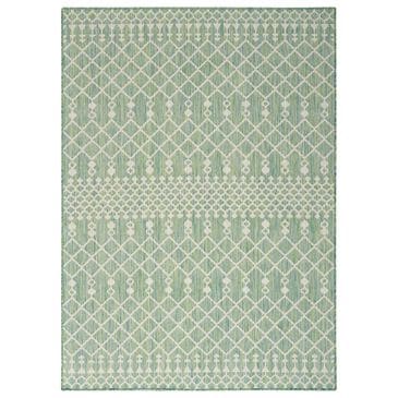Nourison Positano Southwestern Blue and Green 5" x 7" Indoor/Outdoor Area Rug, , large