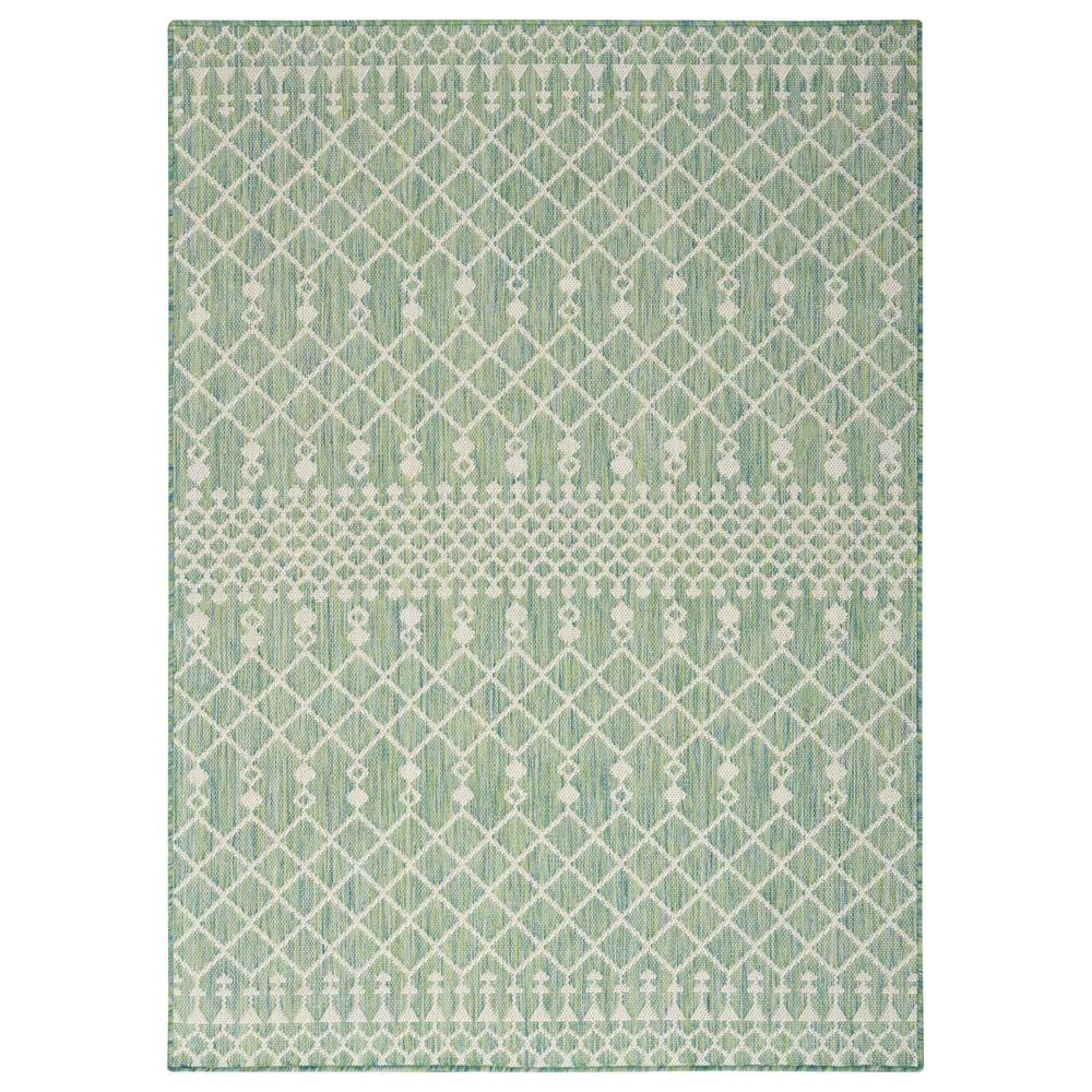Nourison Positano Southwestern Blue and Green 5" x 7" Indoor/Outdoor Area Rug, , large