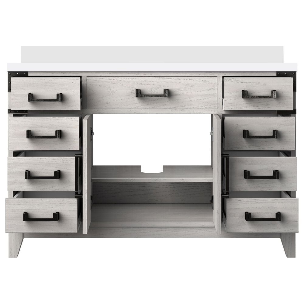 Lexora Home Laurel 48&quot; Single Bathroom Vanity in White Oak with White Quartz Top and Rectangular Sink, , large