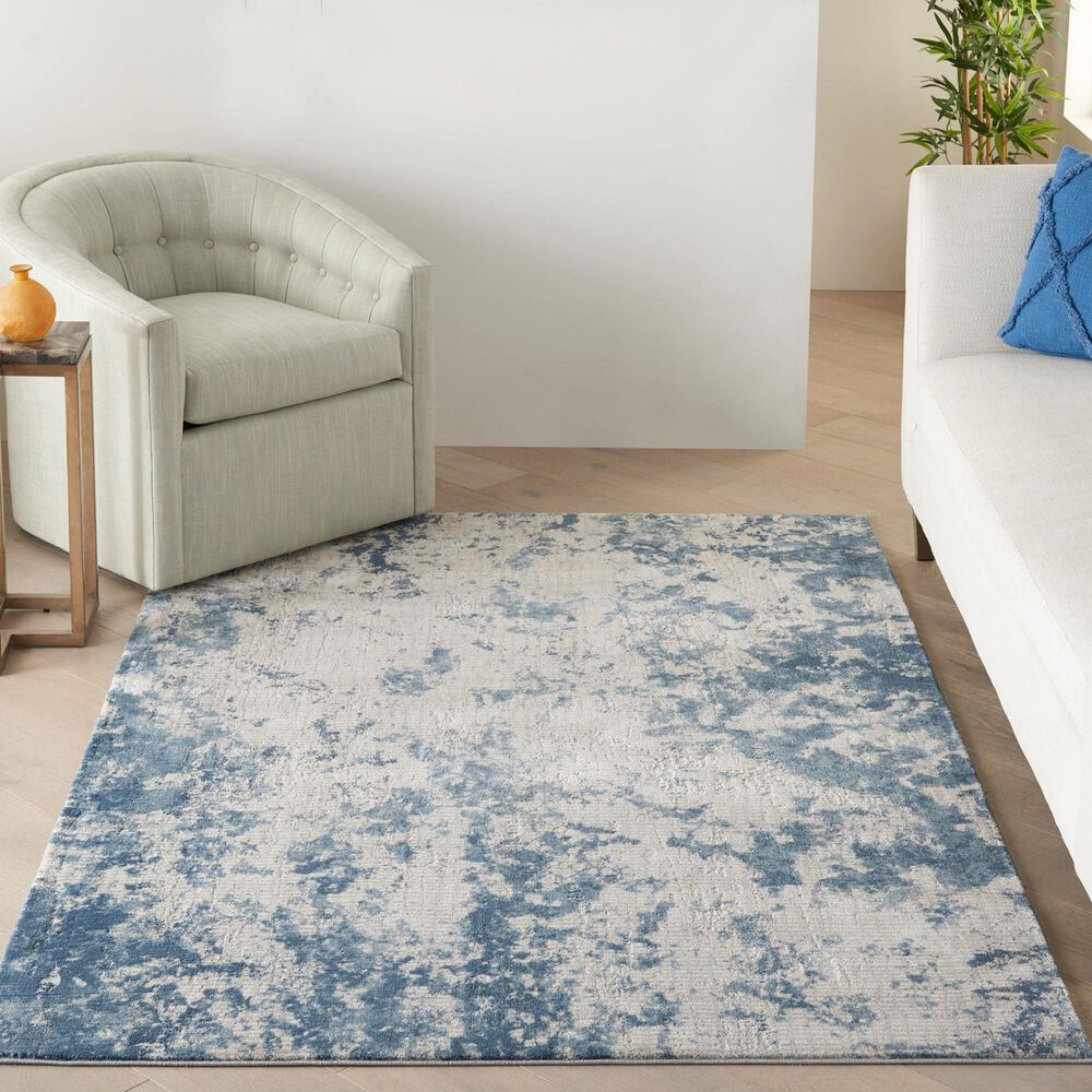 Nourison Rustic Textures RUS16 Grey and Blue 6&#39; x 9&#39; Area Rug, , large