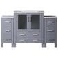 Lexora Home Volez 54" Single Bathroom Vanity in Dark Grey with 2 cm White Ceramic Top, Rectangular Sink and Side Cabinets, , large