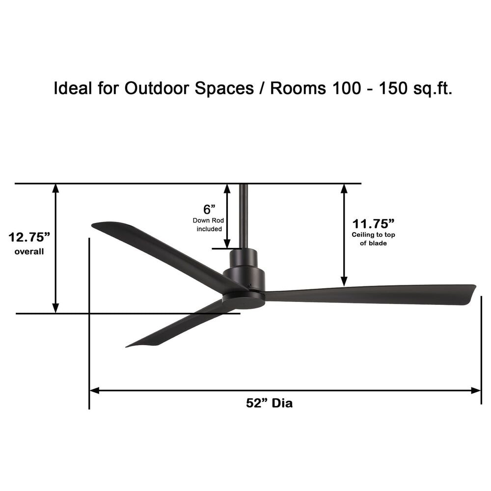 Minka-Aire Simple 52" Indoor/Outdoor Ceiling Fan in Coal, , large