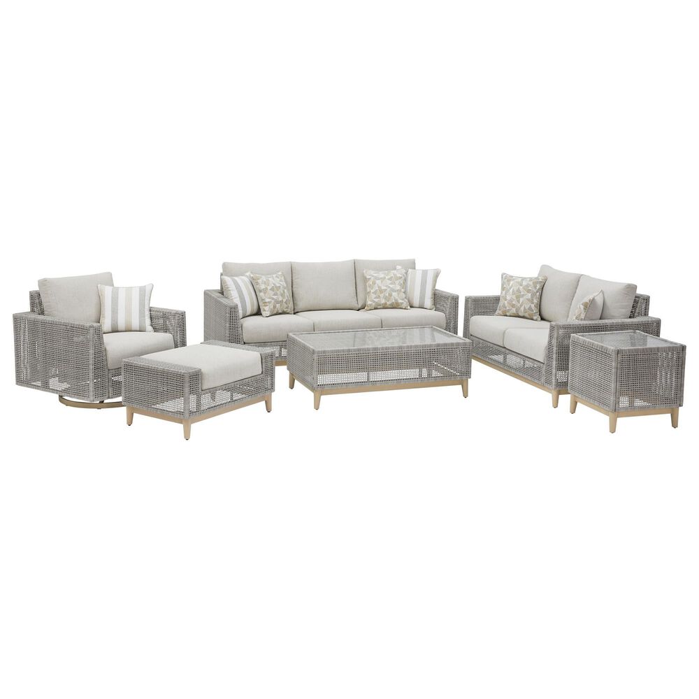 Ashley Seton Creek 6-Piece Patio Conversation Set in Gray, , large