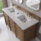 James Martin Brittany 60" Double Bathroom Vanity in Pecan with 3 cm Eternal Jasmine Pearl Silestone Top, Rectangular Sinks and FreePower Wireless Charger, , large
