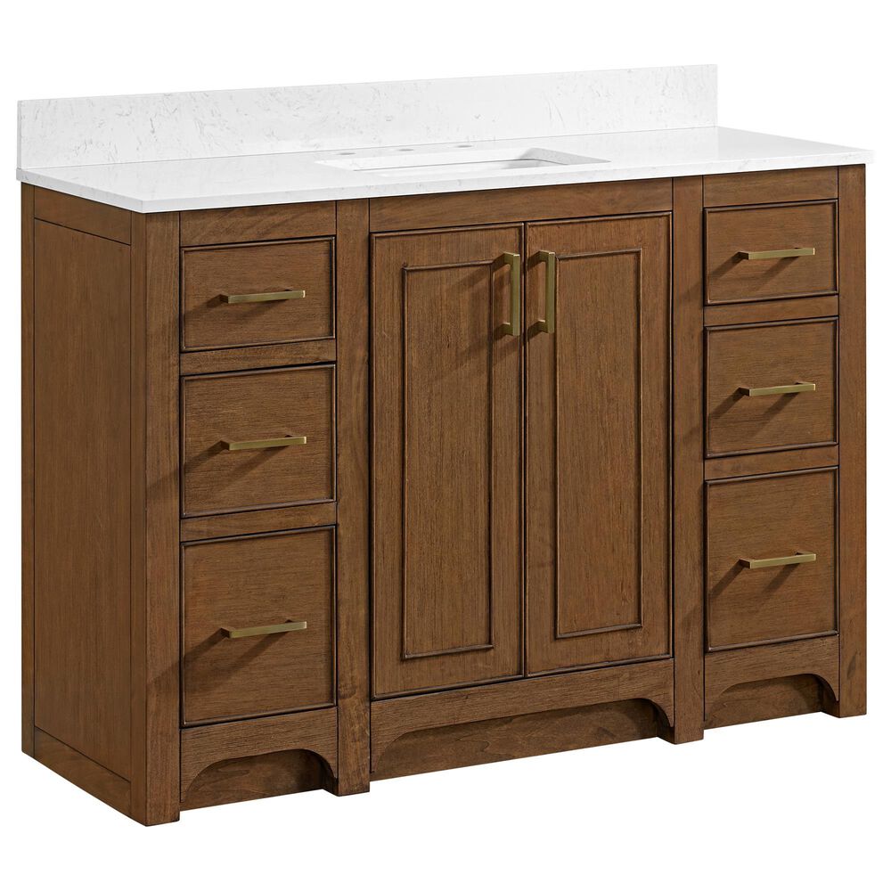 37B Lucerne 48" Single Bathroom Vanity in Dark Maplewood with Marble Top and Backsplash, , large