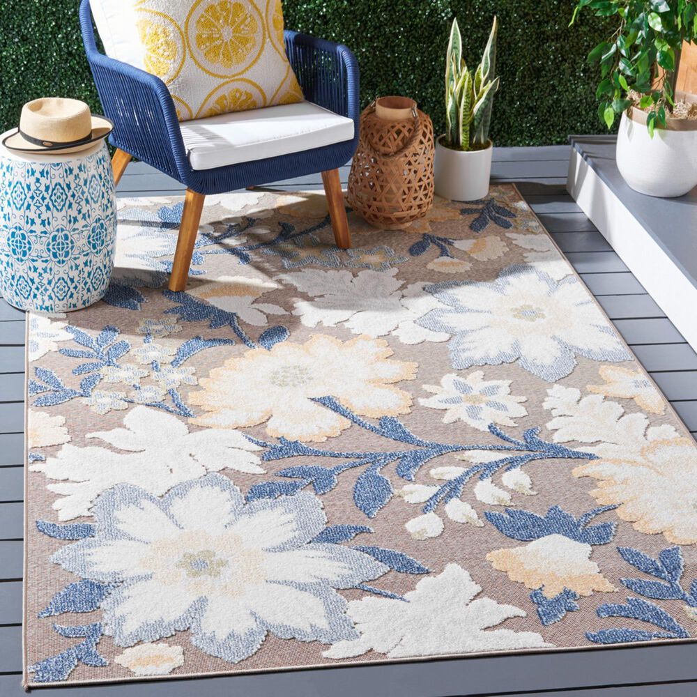 Safavieh Sarasota 4&#39;5&quot; x 6&#39;5&quot; Navy and Brown Indoor/Outdoor Area Rug, , large