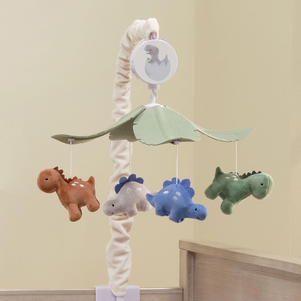 Lambs &amp; Ivy Dino-Might Dinosaur Musical Baby Crib Mobile in Multicolor, , large