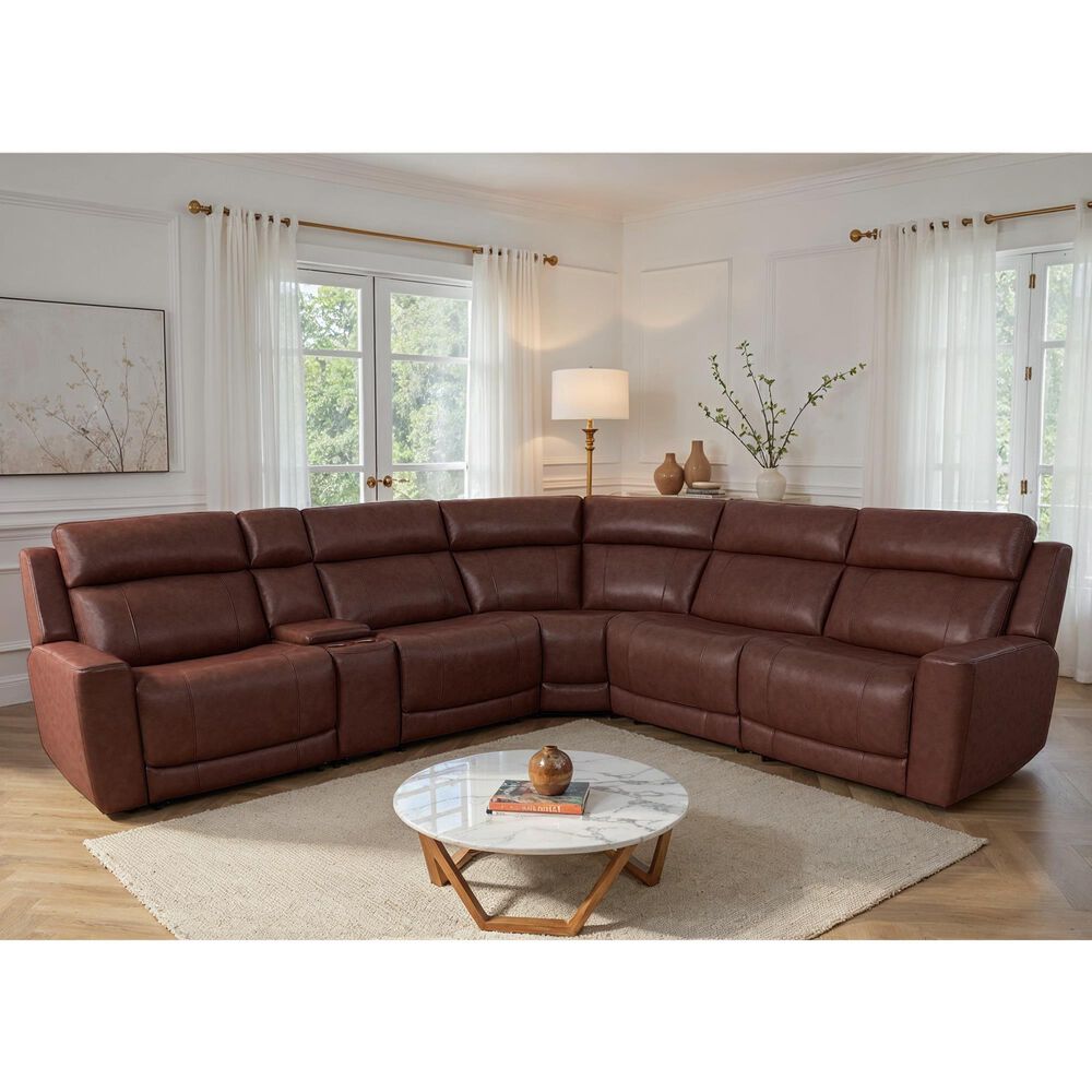 Oxford Furniture 5-Piece Leather Power Reclining Sectional, , large