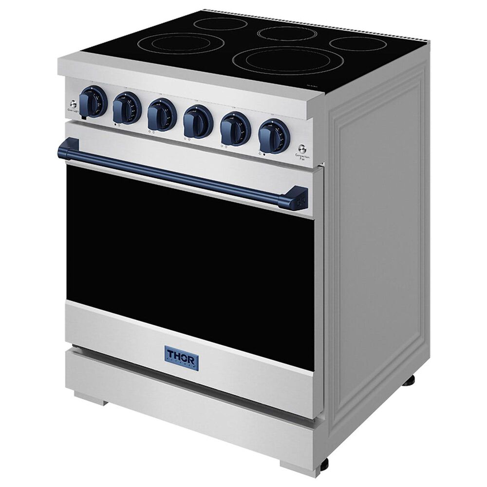Thor Kitchen Gordon Ramsay 30" Professional Electric Range with Navy Blue Handle Kit in Stainless Steel, , large