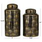 Maple and Jade 2-Piece Jar Set with Floral Accents in Glossy Black and Gold, , large