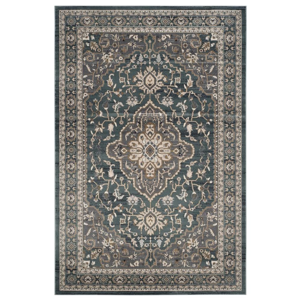 Safavieh Lyndhurst 9" x 12" Teal and Grey Area Rug, , large