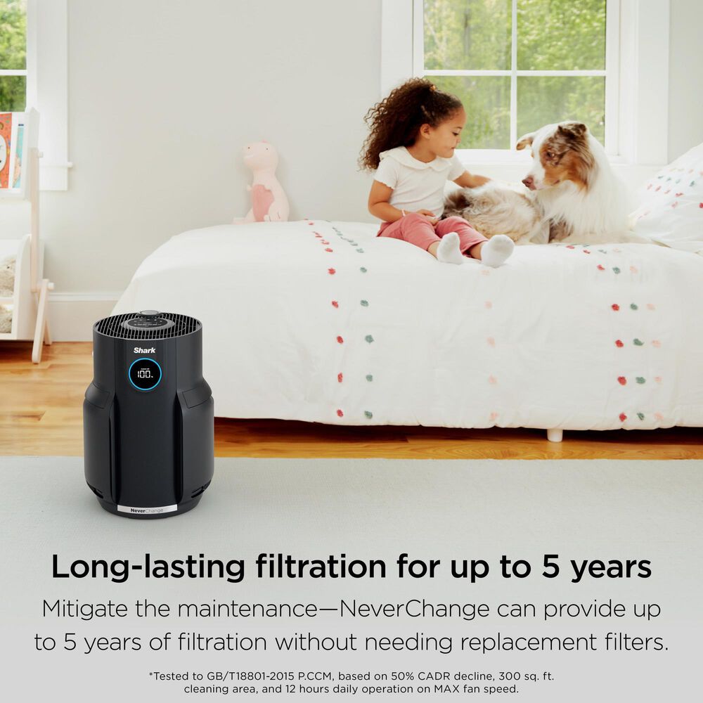 Shark NeverChange 650 Sq. Ft. Large Air Purifier in Black, , large