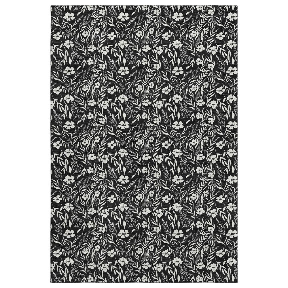 Dalyn Rug Company Soft Essentials Floral Black 10" x 14" Indoor/Outdoor Area Rug, , large