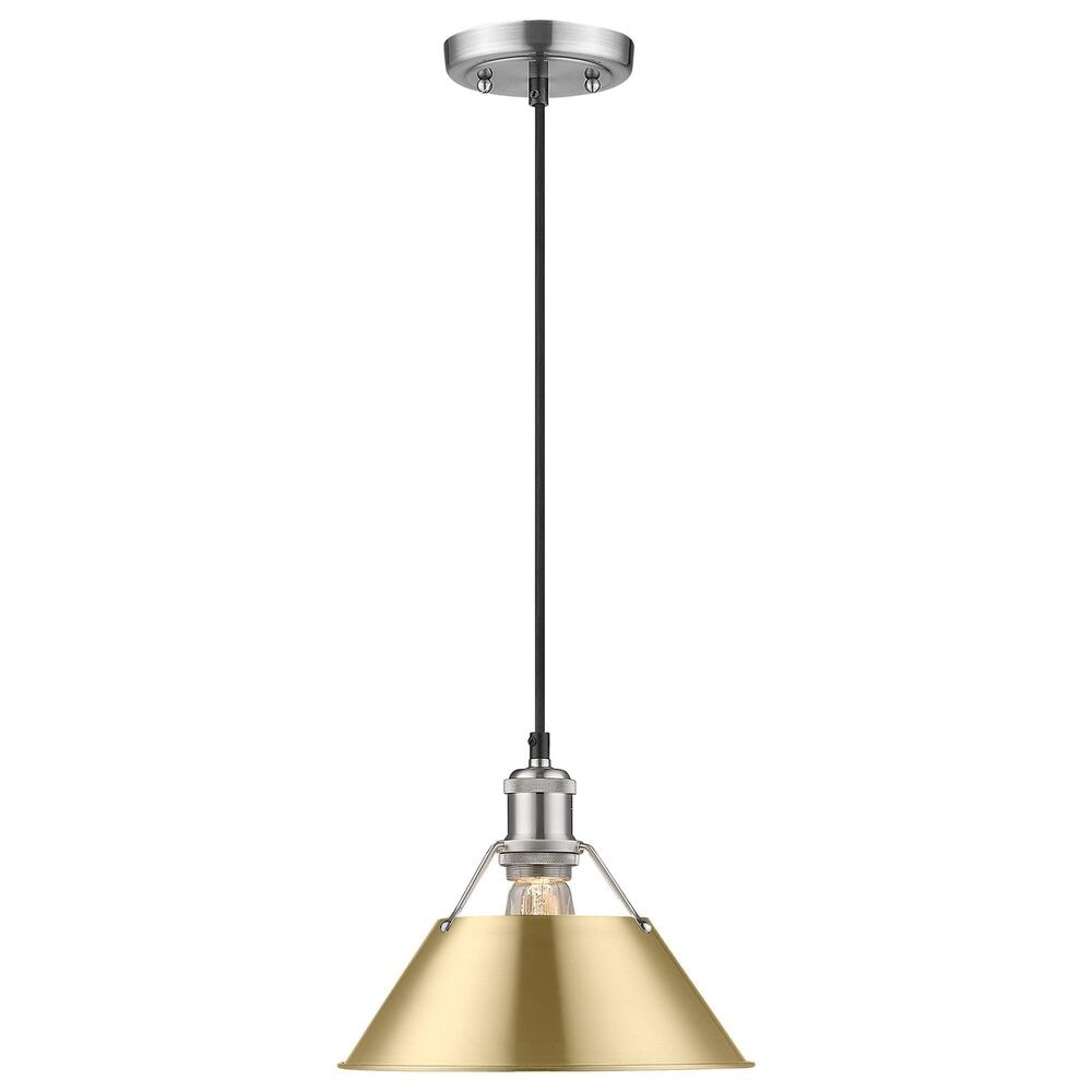 Golden Lighting Orwell 1-Light Medium Pendant with Brushed Champagne Bronze Shade in Pewter, , large