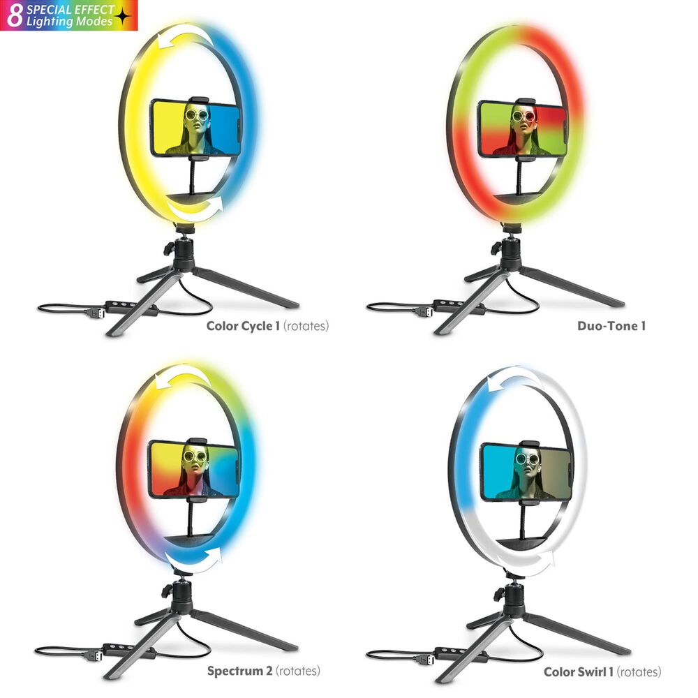 Bower 10&quot; RGB Mobile Selfie Ring Light Studio Kit, , large
