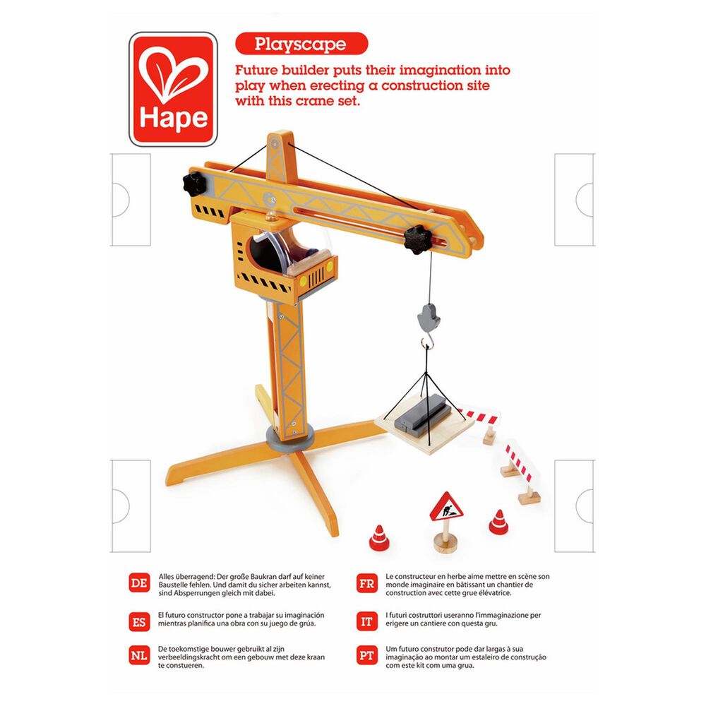 Hape Toys Playscapes Crane Lift Playset in Orange, , large