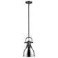 Golden Lighting Duncan 1-Light Small Pendant with Rod and Chrome Shade in Matte Black, , large