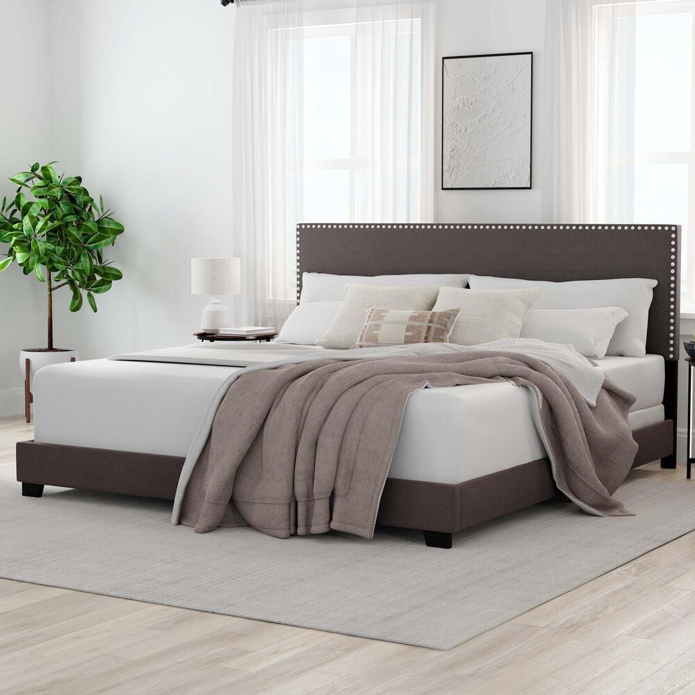 Richlands Furniture Willow King Upholstered Panel Bed in Charcoal, , large