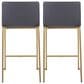 Lumisource Mara Counter Stool with Grey Cushion in Gold (Set of 2), , large