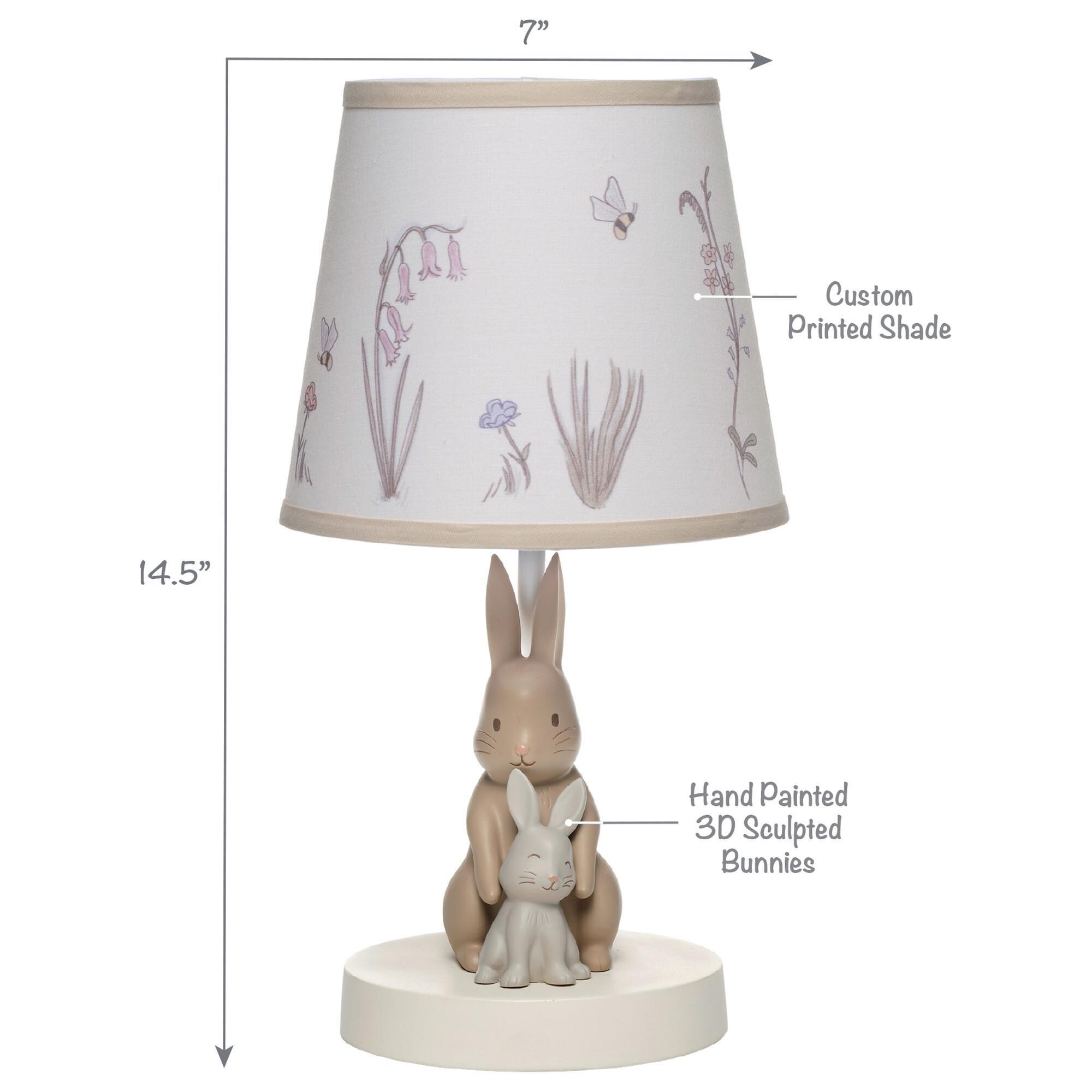 Lambs & Ivy Signature Bunny Hop Table Lamp in Taupe and Silver Gray