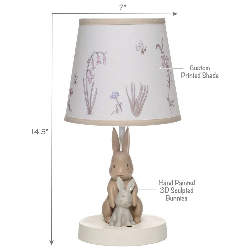 Lambs &amp; Ivy Signature Bunny Hop Table Lamp in Taupe and Silver Gray, , large