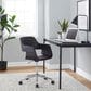 LumiSource Margarite Swivel Task Chair with Black Faux Leather Cushion in Chrome, , large