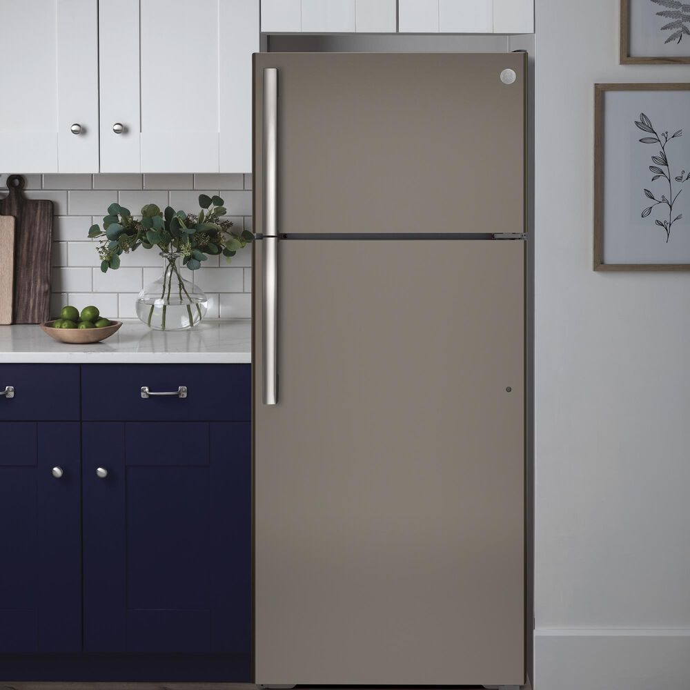 GE Appliances 17.5 Cu. Ft. Top Freezer Refrigerator with Reversible Door in Slate, , large