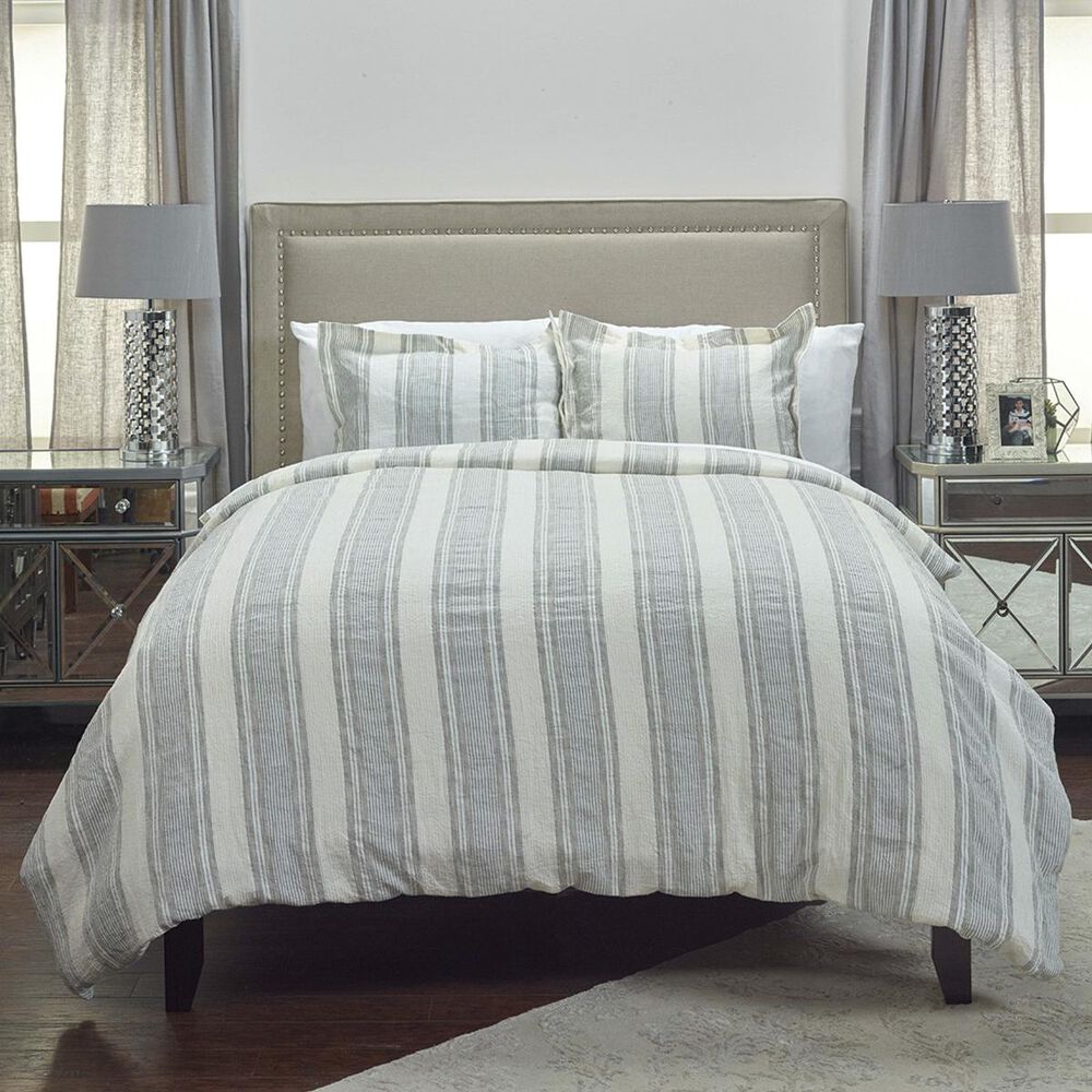 Rizzy Home Charlton 98" x 98" Duvet in Gray, , large