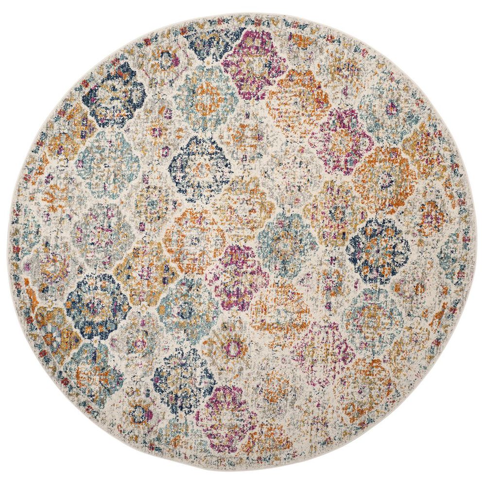 Safavieh Madison MAD611B-5R 5&#39; Round Cream/Multi Area Rug, , large