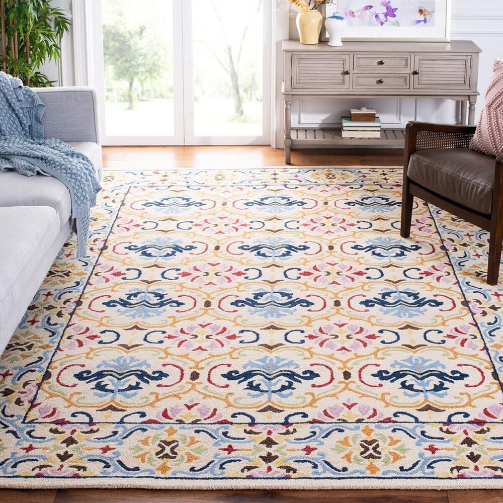 Safavieh Micro-Loop 8&#39; x 10&#39; Beige and Blue Area Rug, , large