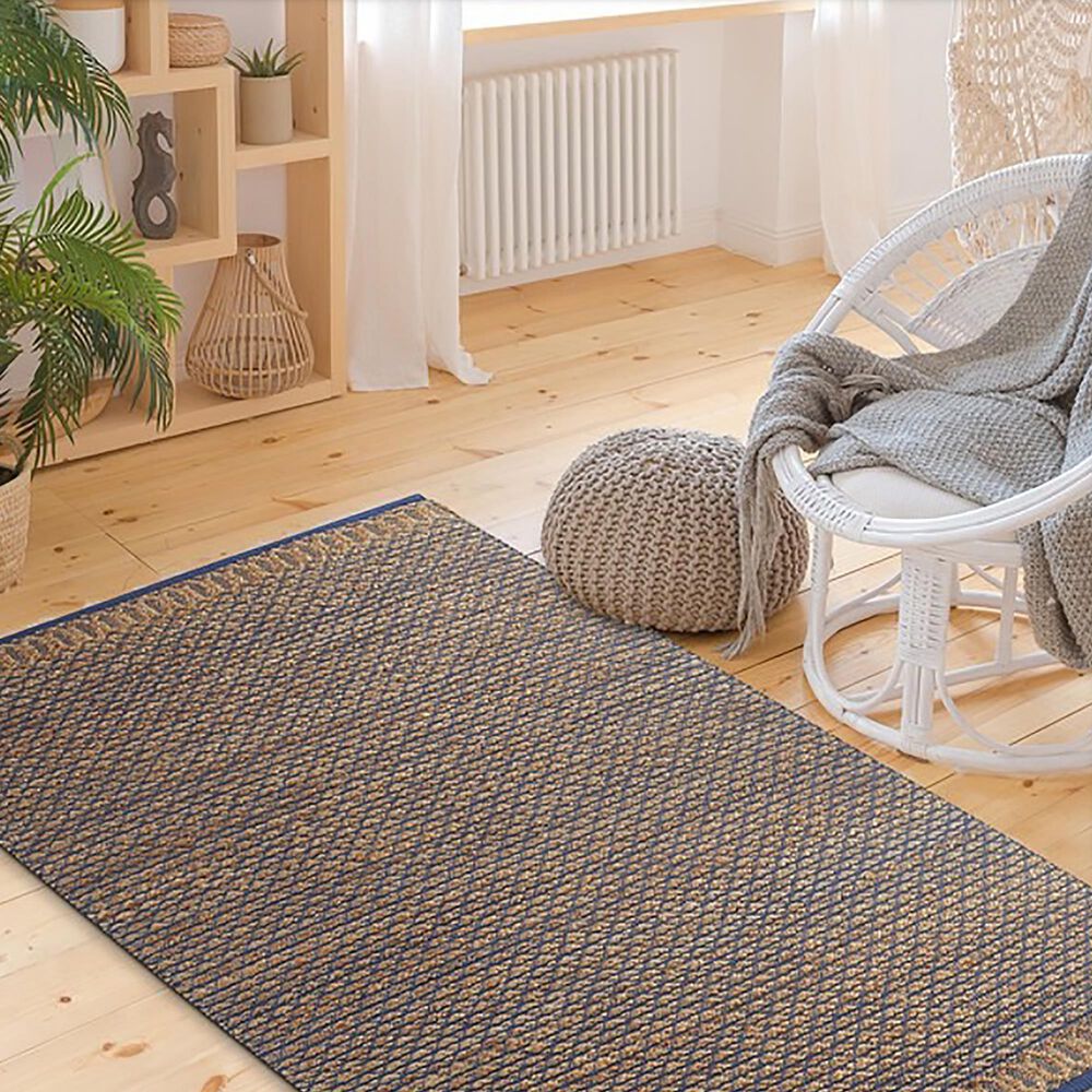 L&amp;R Resources Natural Fiber Insignia Blue 5' x 7'9" Area Rug, , large