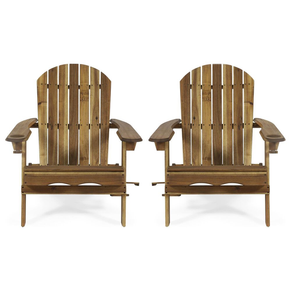 Noble House Bellwood Patio Adirondack Chair in Natural &#40;Set of 2&#41;, , large