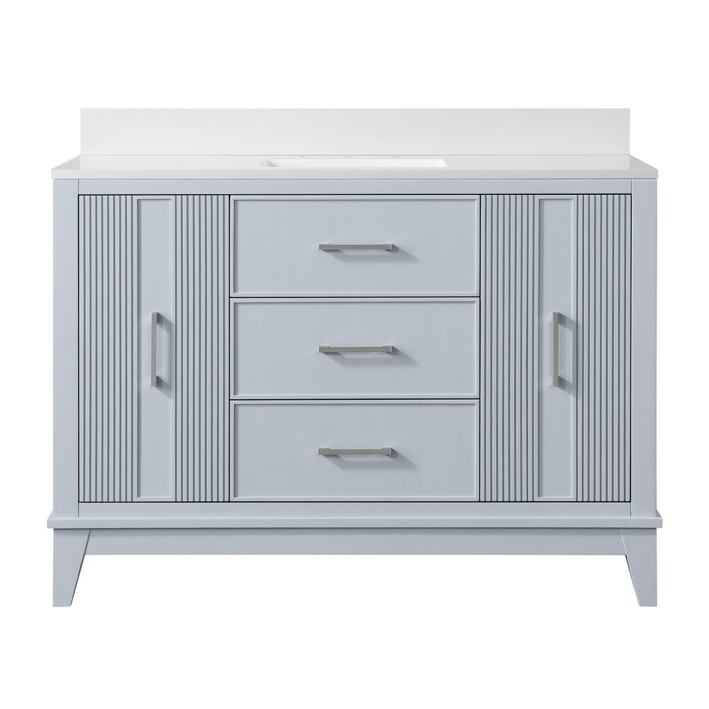 37B Fenwick 48" Single Bathroom Vanity in Soft Blue with Glossy White Composite Stone Top and Backsplash, , large