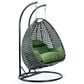 Leisuremod Patio 2-Seat Hanging Egg Swing Chair with Dark Green Cushion in Charcoal, , large