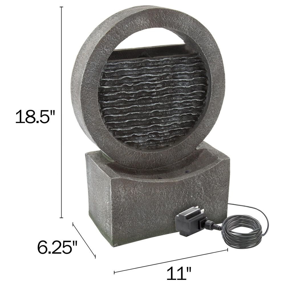 Timberlake Pure Garden Round LED Cascade Fountain in Stone Gray, , large