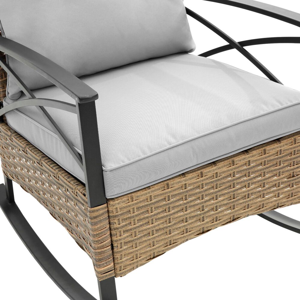 Hearth and Haven 3-Piece Patio Chat Set with Gray Cushion in Black, , large
