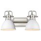 Golden Lighting Duncan 2-Light Bath Vanity in Pewter and White, , large