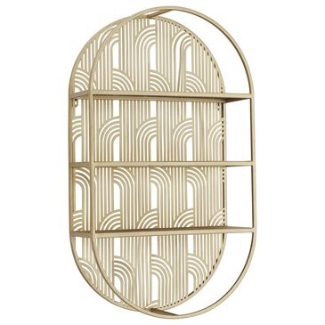 Maple and Jade 3-Level Oval Room Wall Shelf with Arch Pattern in Gold, , large