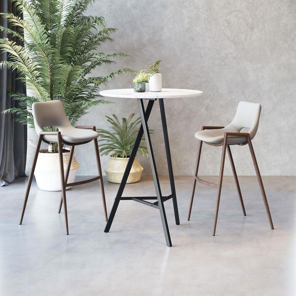Zuo Modern Desi Bar Chair in Beige and Dark Brown &#40;Set of 2&#41;, , large