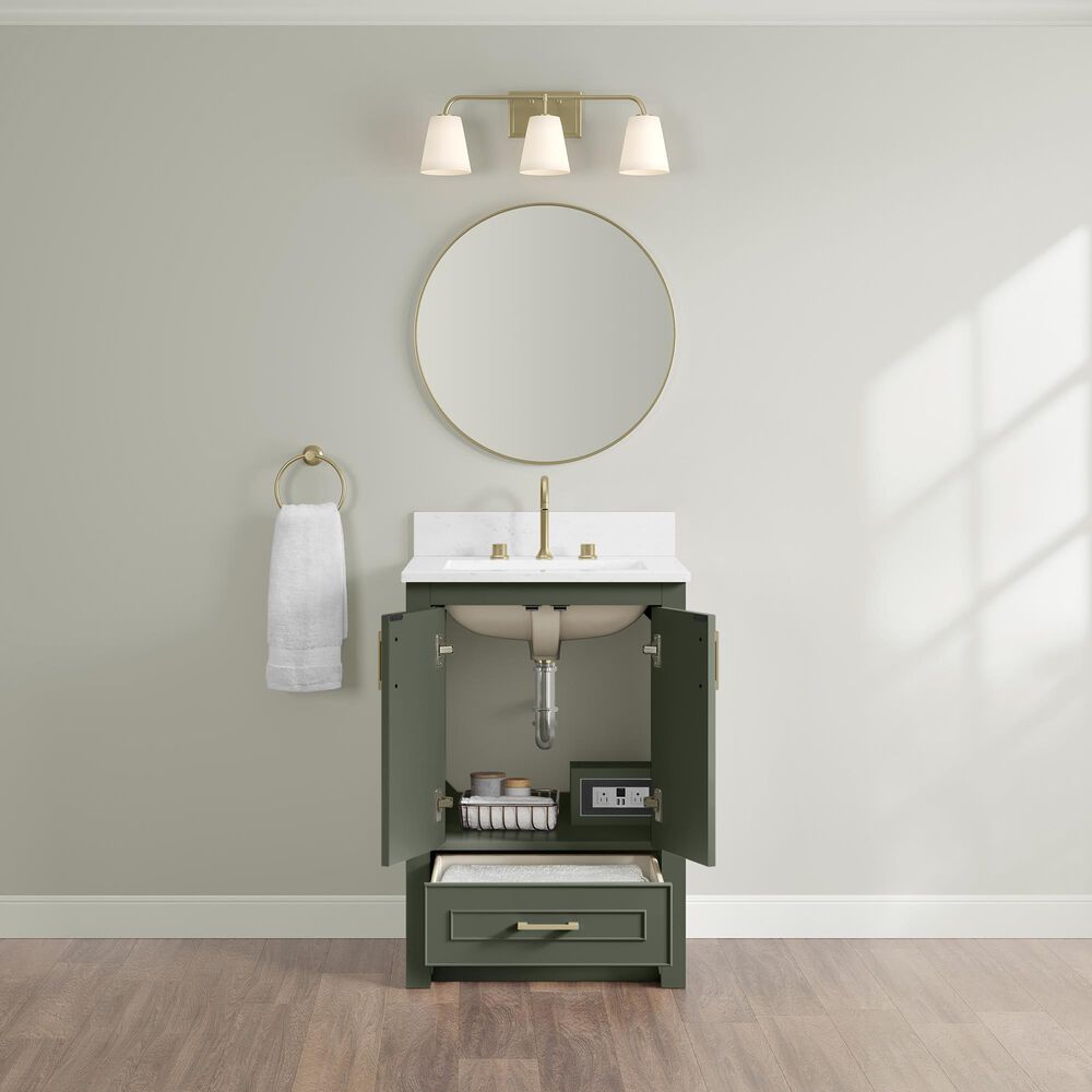 37B Lucerne 24" Single Bathroom Vanity Cabinet in Deep Olive Green with Marble Top and Backsplash, , large