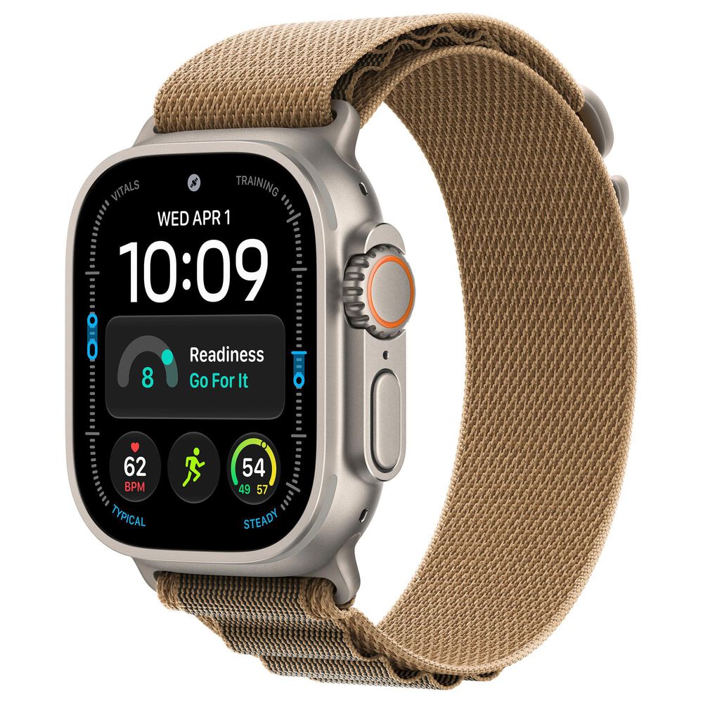 Apple Watch Ultra 4 (GPS + Cellular) 49mm Natural Titanium Case with Desert Alpine Loop - L and 2-Year AppleCare+, , large